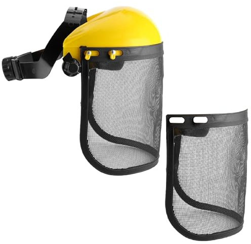 GUSTO 2 Piezas Visera Protectora Malla de Acero Desbrozadora Ajustable Protección Facial y Ocular 1 Marco con 2 Redes (2 Piezas)