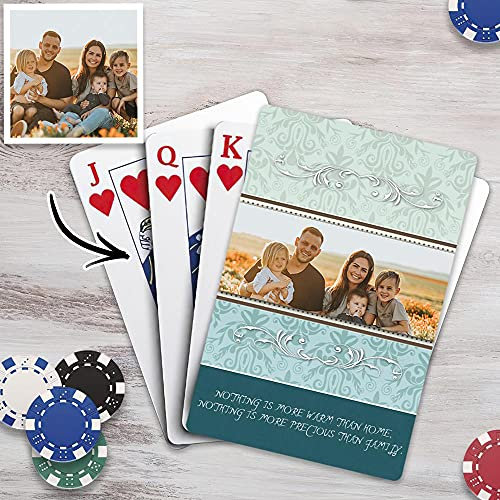 VEELU Personalisierte Pokerkarten mit Foto & Text Anzahl Plastik Wasserdicht Spielkarten mit Bedrucken Bild Kartenspiel mit Erwachsene Familie Freund Kinder Casino