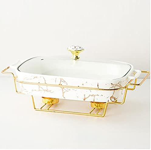 WCCCW Keramik Chafing Dish Buffet-Set, Marmor-Finish, Chafing Dish rechteckige Chafers für Buffet/Hochzeit/Party/Bankett/Catering Events, Weiß
