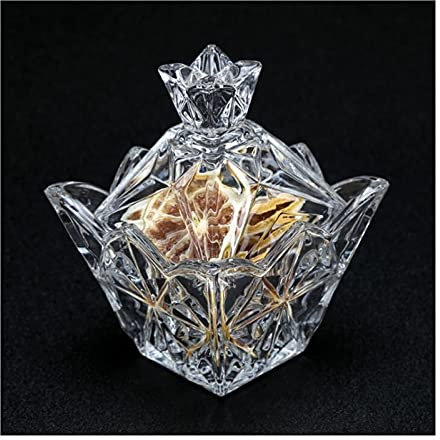 RAN-Sucriers Bol de sucre en verre cristal vintage avec couvercle en forme de couronne, pot de rangement de poivron de sel clair, 5,31x 6,69