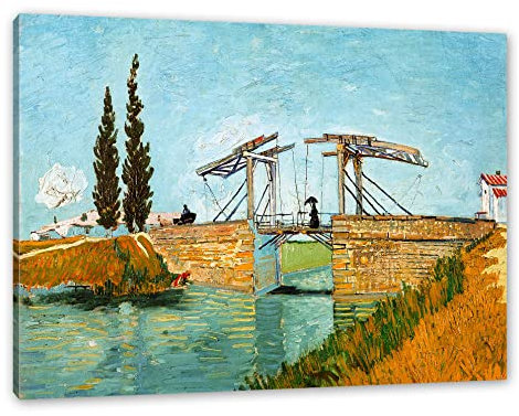 Pixxprint Vincent Van Gogh - Brücke von Langlois, Größe: 80x60cm, Leinwandbild, fertig gespannt, Wandbild, Dekoration, Kunstdruck, kein Poster