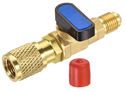 sourcing map Ball Charging Valve 1/4 SAE Male Female Thread Adapter Shut-Off Flow Control for HVAC Refrigeration