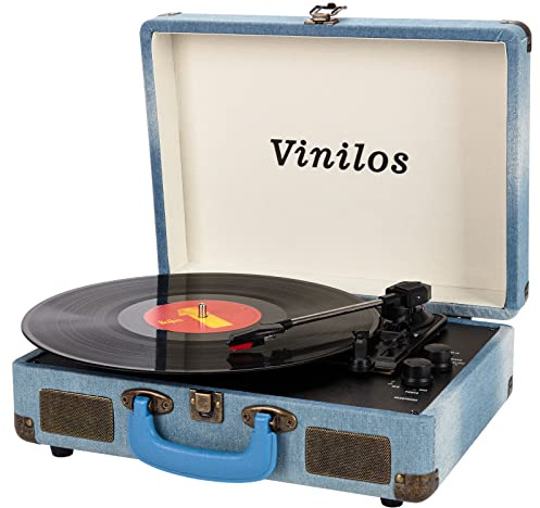 Vinilos Record Players for Vinyl with Speakers Turntable with Speakers Bluetooth/Bluetooth Output Record Player Tocadiscos Phonograph Suitcase Portable Record Player with 3-Speed