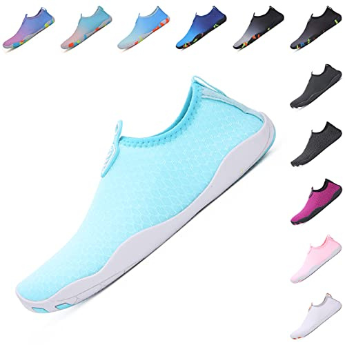 Baofular Badeschuhe Damen Herren Wasserschuhe Schwimmschuhe Sommer Strandschuhe Schnell Trocknend Aquaschuhe Surfschuhe für Meer Cyan 37 EU
