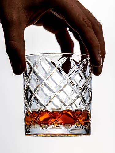 Amehla Lowball-Doppelgläser, altmodische Cocktailgläser, japanischer Diamantschliff, altmodisch, 340 ml, 2 Stück (Lowball)
