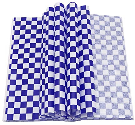 Papel de queso 100 hojas de papel encerado a cuadros para alimentos, bolsas de patatas fritas, papel de pan de mantequilla, deli basket liner, papel de embalaje de alimentos, para sándwich, comida