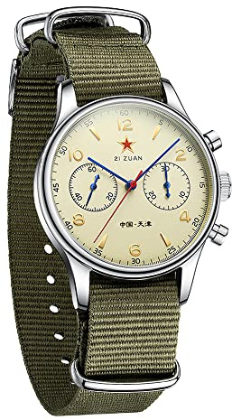 SEVEN XII Cronografo Meccanico Uomo Orologio ST1901 Movimento a carica manuale Uomini Orologi da polso Sapphire Crystal Impermeabile Militare Pilot Watch per gli Uomini(38 mm con zaffiro)