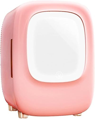 CHONGHAN Mini Fridge with Mirror LED Lights for Skin Care AC/DC Powered Mini Beauty Fridge for Cars Homes Offices 12 Liter Mini Fridge for Room with Glass Door