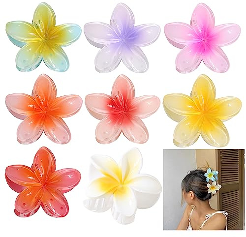 Goldyida 8 Stück Blumen Haarklammer Hawaii Haarspangen Blumen Haarspangen Blumenhaarnadel Bunte Haarspangen Phalaenopsis Haarclips für Mädchen und Frauen Strand Party Pool Urlaub (A)