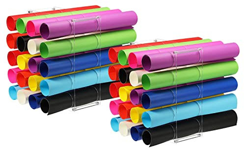 sourcing map 2 Set Vinyl Rolle Lagerung Rack Acryl Vinyl Rolle Halter für Bis zu 20-Löcher Vinyl Organization für Bastelzimmer Geschenk Verpackung Rolle Vinyl Lagerung Veranstalter Klar