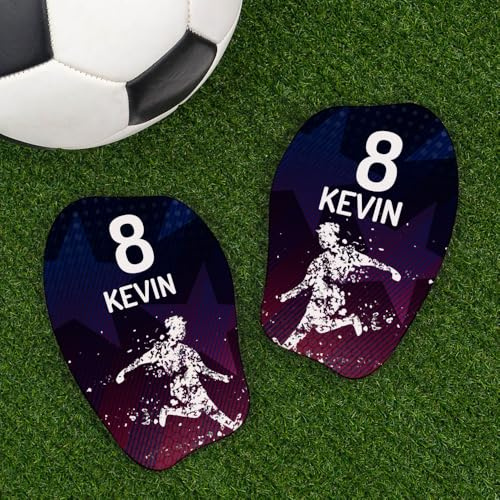 Wanapix | Personalisierte Fußball Schienbeinschoner Gepolstert| Shinguards mit Foto und Text | Kinder und Erwachsene | Sterne - Größe M