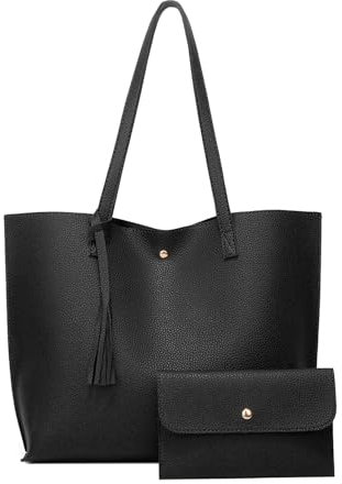 Borsa Donna Grande Tracolla Borsa Donna Grande Capienza Per PC Borsa Donna PU Pelle A Tracolla Tote Bag Borsa Da Lavoro Donna Borsa Tote Donna Impermeabile Per Shopping, Viaggi, Scuola (Nero)