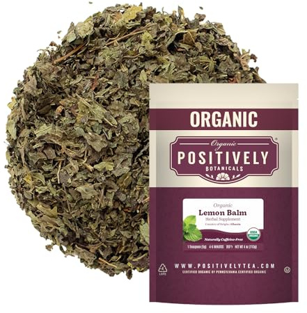 Organic Positively Botanicals Company, Lemon Balm, Herbal Tea Loose Leaf Botanical, 4 Ounce