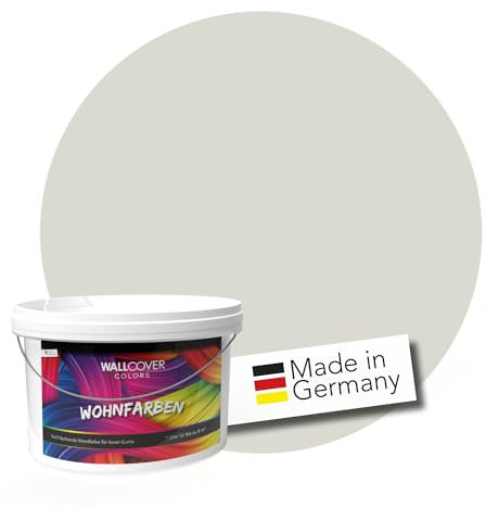 WALLCOVER hochwertige Wandfarbe für Innen | Seidengrau | 1L für 8m² | Hochdeckende Innenfarbe Matt (Klasse 1) | Profi Qualität aus Deutschland