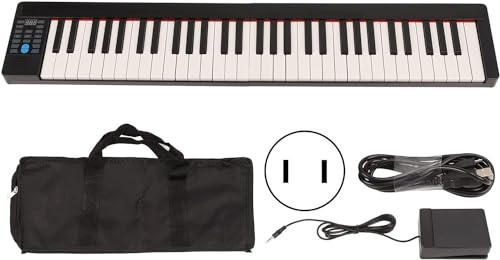 Piano Tastiera Elettrico, Pianoforte Digitale Pieghevole, Piano Elettrico Portatile con 61 Tasti, Tastiere Arrangiatore Full Size for Principianti, Pianoforte MIDI Intelligente for Regali for Bambini