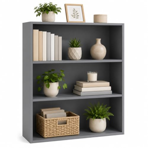 URBNLIVING Wooden Storage Furniture Collection | Modern Furniture with Durable Construction, Practical Storage, Easy Home Assembly H100xW80xD24cm (Bookcase)