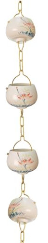 Regenkette Schüssel Regenkette Abzüge, Abhängender Ausstrahlungswater -Diverter für Garten, Traufe Drain Chain Home Dekor, Langlebiger Chinaware -Regensammler (Size : 150cm (5ft))
