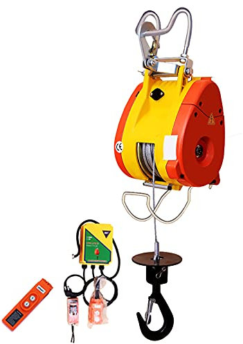 CCKUHN Elektrischer Kettenzug 220 V, kabelgebundener Griff/drahtlose Fernbedienung, elektrische Seilwinde, Hubgeschwindigkeit 19 m/min, mit Überlastschutz, 230 kg (1500 W)