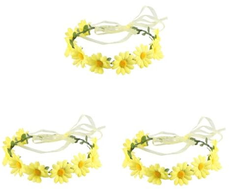 FRCOLOR 3st Bohemisk Blomsterkrans För Brud Solros Huvudband Med Falska Blommor Bröllopsaccessoar För Kvinnor Och Passar till Fest Och Strand Gul