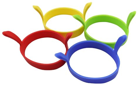 Sarini 4-pack äggringar för stekning, non-stick stekt äggring silikon ägg stekring ägg matlagningsringar värmebeständiga pannkaksringar form runda äggformar för stekning perfekta ägg mcmuffin smulor