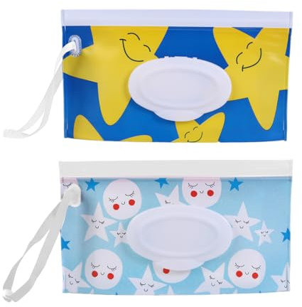 2 Stück Feuchttücher Taschen für Babys Tragbar, Feuchttücherbox Unterwegs, Wiederverwendbar Wet Wipe Tasche, Feuchttücher Behälter, Für Reisen, Zuhause, Büro