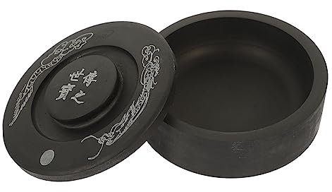 SEWACC Kalligraphie Inkslab Mit Deckel Tragbare Chinesische Tuschstein Für Zeichnen Und Schreiben Mahlen Und Aufbewahren Von