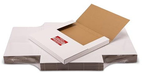 Kayritonz Vinylskiva brevpapper 30 cm L x 30 cm B x 30 cm D korrugerad kartong album fraktlådor för postförpackning flyttbar förvaring, med ömtåliga klistermärken, vit, 15-pack