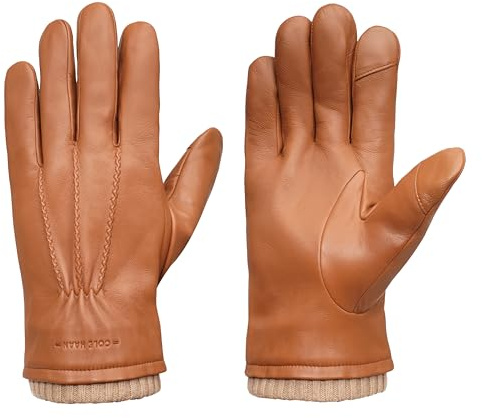 Cole Haan Point Lederhandschuhe für Herren, modernes Strickbündchen-Design und luxuriöser Komfort, Touchscreen-freundlich, British Tan, Large