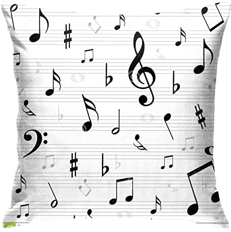 Throw Kissenbezüge 45X45cm Notenschlüssel Musiknoten Notenblatt Symbol Diskant Abstrakt Kissenhülle Reißverschluss Kissenbezug Home Deko Dekokissen Für Frühling, Cafe, Bed