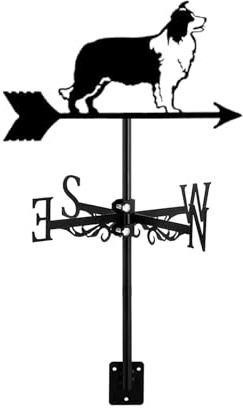 ZNEL Tierische Wetterfahne Aus Metall Vintage Alaskan Malamute, Border Collie Schwarze Wetterhahn Windrichtungsanzeiger Außen Garten Dach Paddock Dekoration, Border Collie