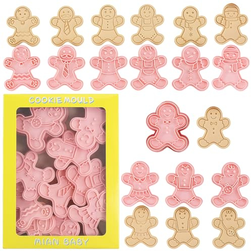 dellyy Keksausstecher Lebkuchenmann 3d, 10 Stück Ausstechformen Kinder Weihnachten Kunststoff, Weihnachtsausstecher für Weihnachten, Partys, Backen, Fondant, Ton(Lebkuchenmann)