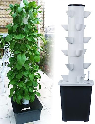 LXJBBD Hydroponics Tower Garden Sistema di coltivazione idroponica - Coltivare erbe, frutta e verdura con timer, pompa e vasi a rete, kit aeroponica per la casa