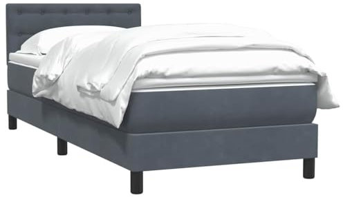 vidaXL Cama Box Spring con colchón Terciopelo Gris Oscuro 80x220 cm