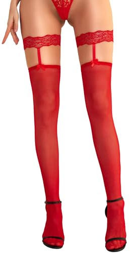 RSLOVE Hold Up Stockings Women - Lace Tights Thigh Highs with Suspenders Belt