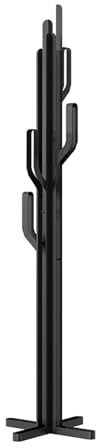 Qiydia Attaccapanni da Terra, Appendiabiti A Forma di Cactus con 4 Ganci per Vestiti, Cappelli, Borse, Appendiabiti in Metallo per Ingresso, Camera da Letto, Corridoio(175cm/69inch, Black)