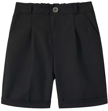 LOLANTA Skolshorts pojke, kostymbyxor, korta barn, sommar, formella byxor, barn, justerbar midja, uniform, korta byxor, ålder 2–13 år, svart, 4-5 år