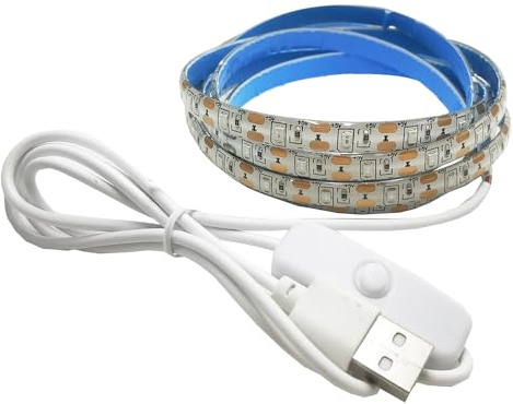 Vrabocry 5V USB LED Streifen Licht blau 2M/6.56FT Strip Lichtband 2835 IP65 Wasserdicht 120 LEDs mit Schalter band Lichtleiste Leiste für Schlafzimmer, Küche Dekoration