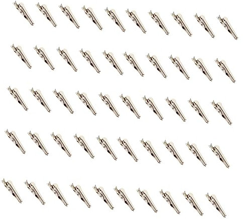 NUOBESTY 50 Stück Galvanische Krokodilklemmen Robuste Clips Löt Krokodilklemmen Elektrische Metall Federklemmen Robuste Federklemmen Silbereisen