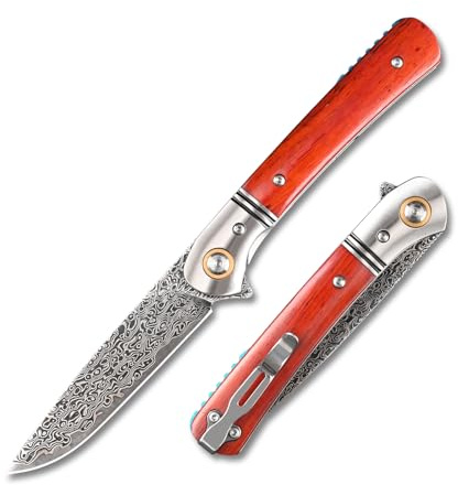 SDOKEDC knives Damastmesser Outdoor Taschenmesser klappmesser für Männer EDC Survival Camping Messer，Angelmesser，Scharfe，Bushcraft，rettungsmesser (Weißer Stahlkopf)