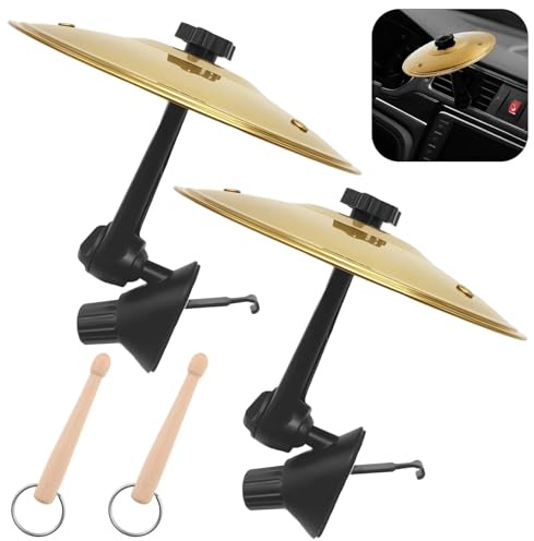 2 batterie per auto, incidente automobilistico, Cymbals con 2 bacchette, 2 teste di regolazione universali, bacini per auto, mini batteria auto, tamburo, fessure di ventilazione per tutti i tipi di