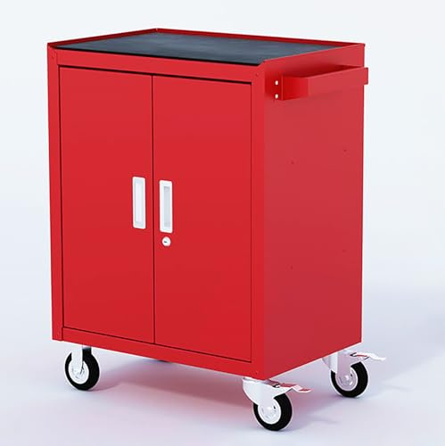 Armoire de rangement de garage en métal sur roulettes verrouillable avec étagères réglables, solution de rangement mobile pour garage, chariot à outils robuste pour nization