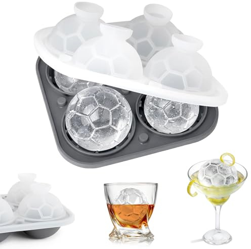 LuminaVerde Bandeja de Hielo, Grande Molde de Silicona para Hielo con Tapa, Forma de Bola de Hielo para cócteles y Whisky