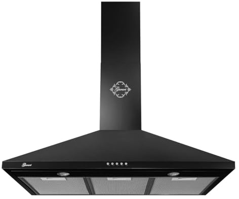 Gurari Dunstabzugshaube 90 cm GCH C 147 BL 9 N • Wandhaube Schwarz • Leistungsstarker Motor 1000 m³/h • Abzugshaube Abluft & Umluft • LED Beleuchtung • Metallfettfilter • Küchenhaube Schwarz