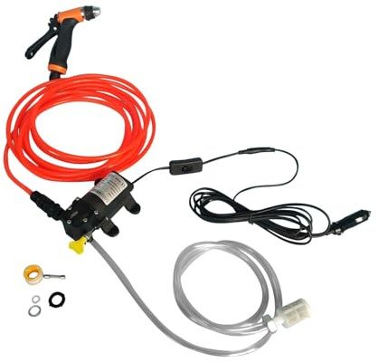 12V Portable Universal Car Washer Gun High Pressure Car Cleaner Electric Water Pump Kit Black