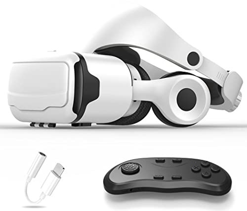 Gafas de Realidad Virtual, 3D VR Gafas con Controlador Bluetooth para Juegos Visión Panorámico VR Glasses para iPhone 13 Pro Max/13 Pro/13/12/11, para Samsung Galaxy S21, Huawei, Xiaomi