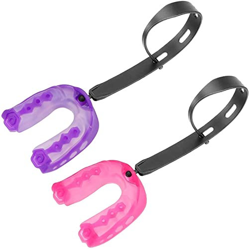LKZL Sportmundschutz, Sportsicherheitsausrüstung mit Gurt, Mundschutz für Jugendliche/Erwachsene, Sportlicher Zahnschutz für Boxen, Taekwondo, Wrestling, Baseball (Color : Pink+Purple)