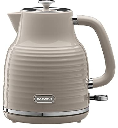 Daewoo Sienna 1.7L Rapid Boil Kettle, 3KW Cordless Electric Kettle, 360° Base, Auto Shut Off, Taupe Finish, Home, Office, Student Kitchen