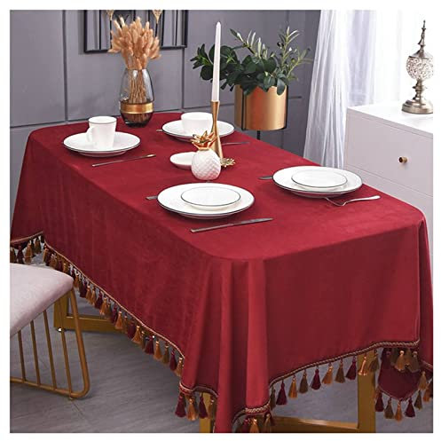 EHOMERY Beautex Tischdecke Tischtuch Zuschnitt Schlichtheit In Reiner Farbe Tischdecke Nach Maß Abwaschbar Tischwäsche Kleine Deckchen Rot Tischschutz Dekoration 100X140Cm