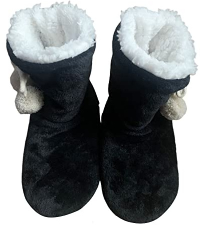 Minetom Chausson Montant Femmes Pantoufle Montante Hiver en Peluche Pantoufles Chaudes Semelles Antidérapantes Boots Intérieur A Noir 39/41 EU