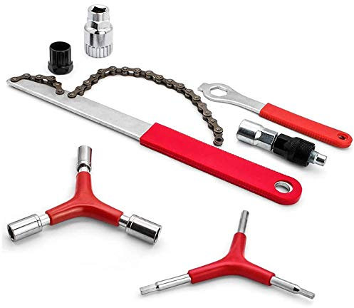 Nicfaky 7-teiliges Fahrrad-Reparatur-Werkzeug-Set, Y-Typ, Sechskantschlüssel + Kettenpeitsche, Abzieher, Entferner